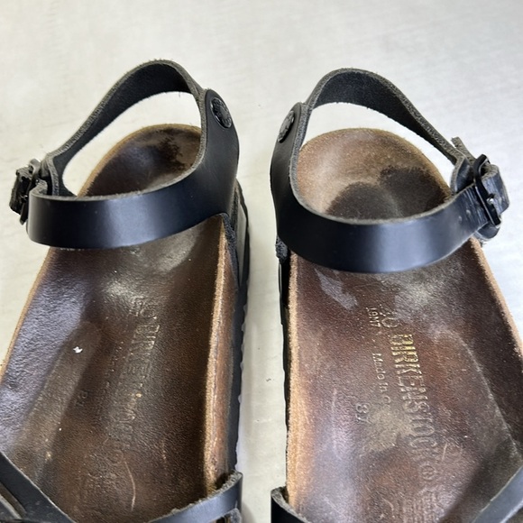 BIRKENSTOCK NAHUM BLACK OILED LEATHER ANKLE STRAPS WOMENS SANDAL SZ 40 - Picture 3 of 11